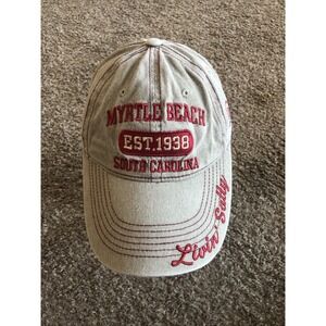 Myrtle Beach South Carolina Livin' Salty Strapback Hat Gray OSFA Embroidered